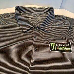 Monster Energy POLO NASCAR RACING CUP SERIES Striped Black & White Mens 2XL